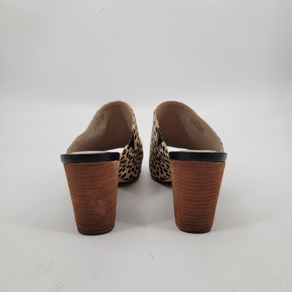 ABLE Rojas Cow Hair Size 8 Tan Black Cheetah Animal Print Square Toe Mules - Picture 7 of 16